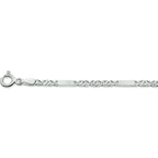 collier valkenoog met tussenstuk 2,3 mm 45 cm zilver wit