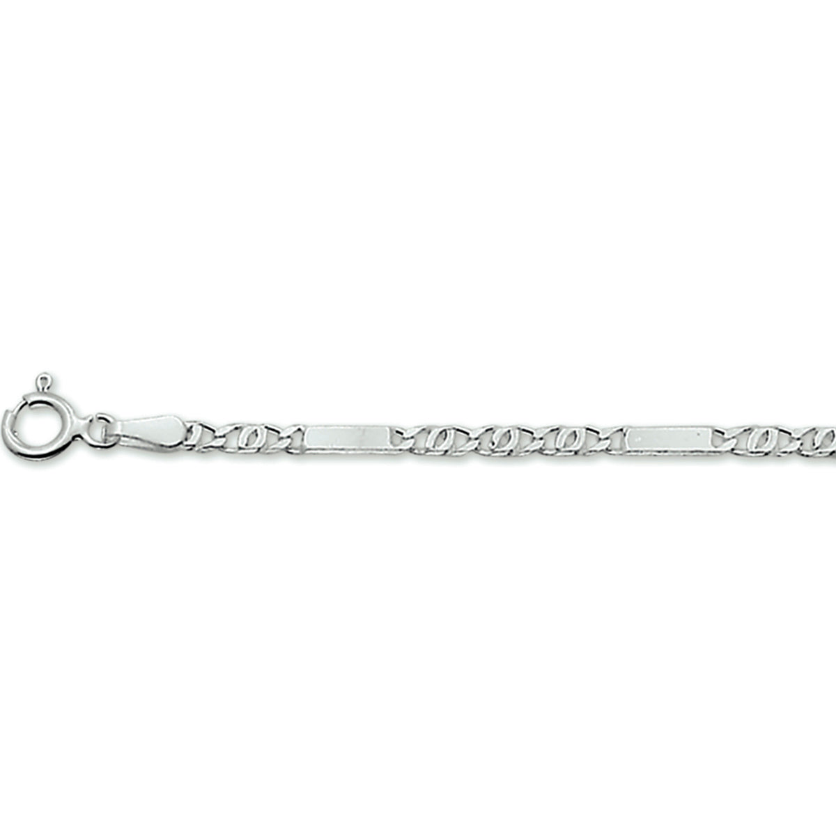 collier valkenoog met tussenstuk 2,3 mm 45 cm zilver wit