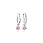 Ohrhänger Emaille Blume Brisur Haken Zirkonia 19 mm Silber rhodiniert