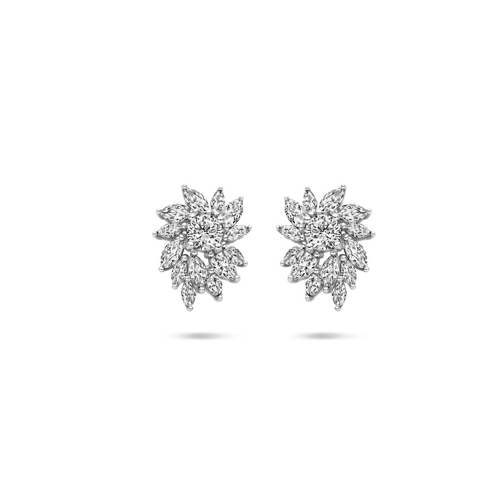 oorknoppen zirkonia 18 mm zilver gerhodineerd