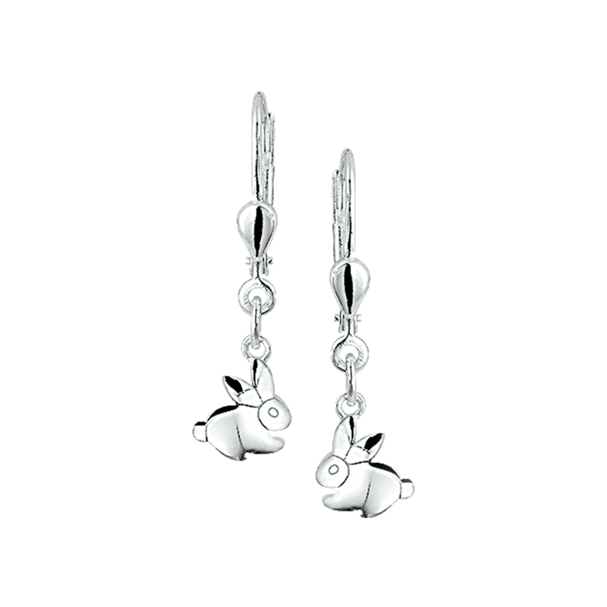 Ohrringe Kaninchen Brisur Haken Silber weiß