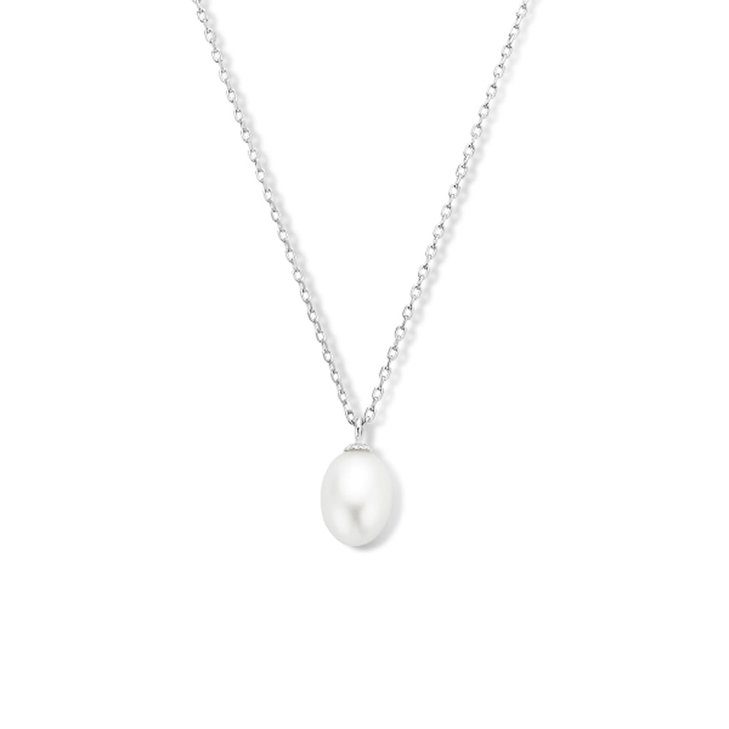 collier parel 41 + 4 cm zilver gerhodineerd