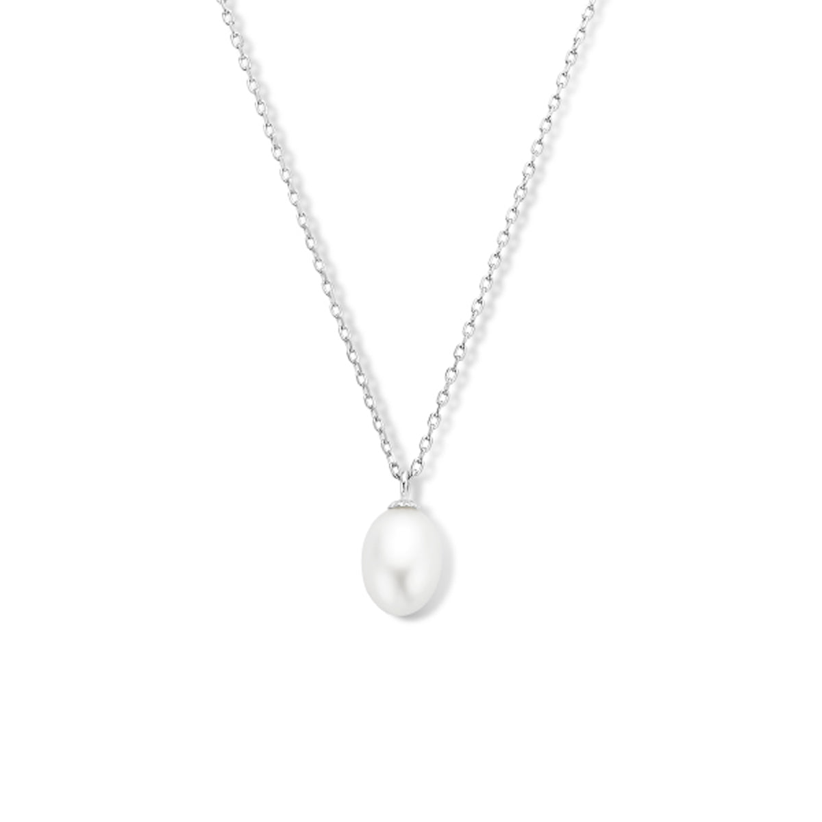 Halskette Perle 41 + 4 cm Silber rhodiniert