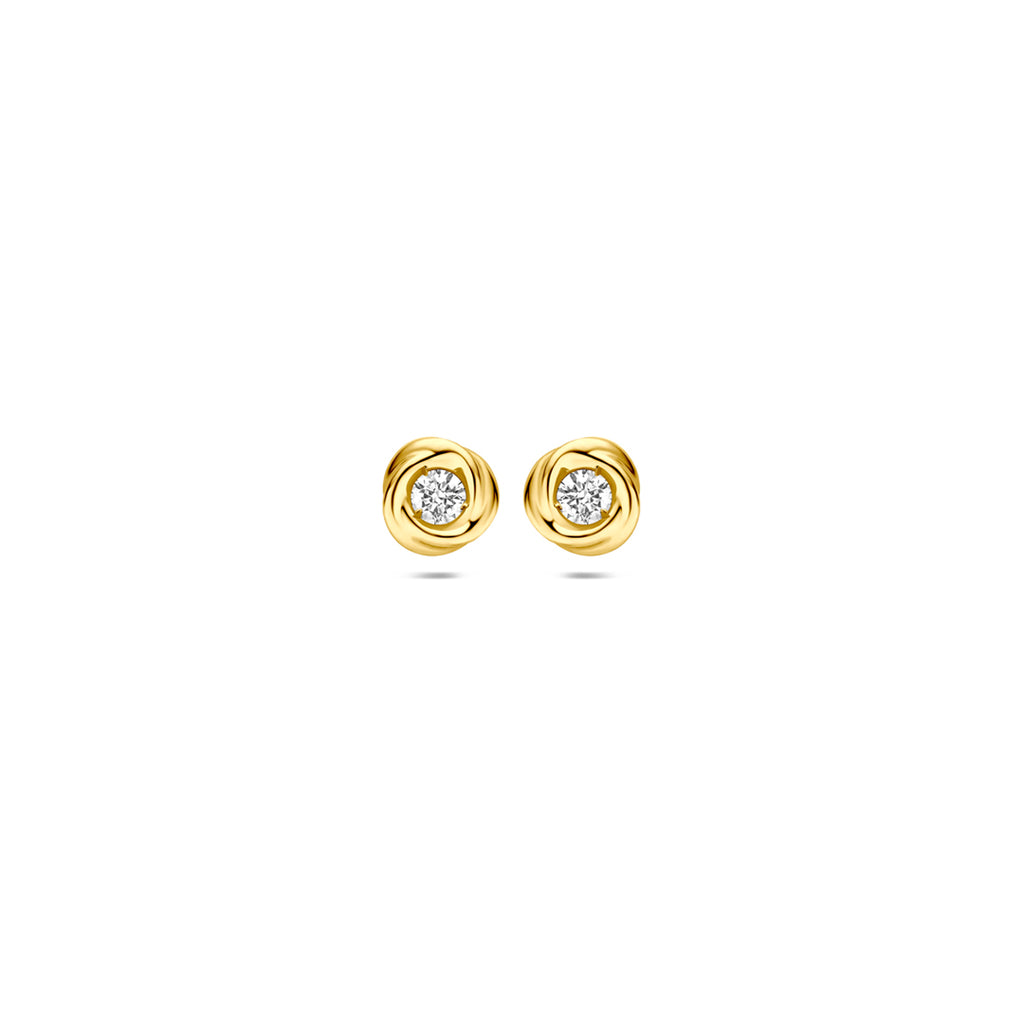 oorknoppen lab grown diamant 0.10ct (2x 0.05ct) f vs 5 mm 14K geelgoud - rond