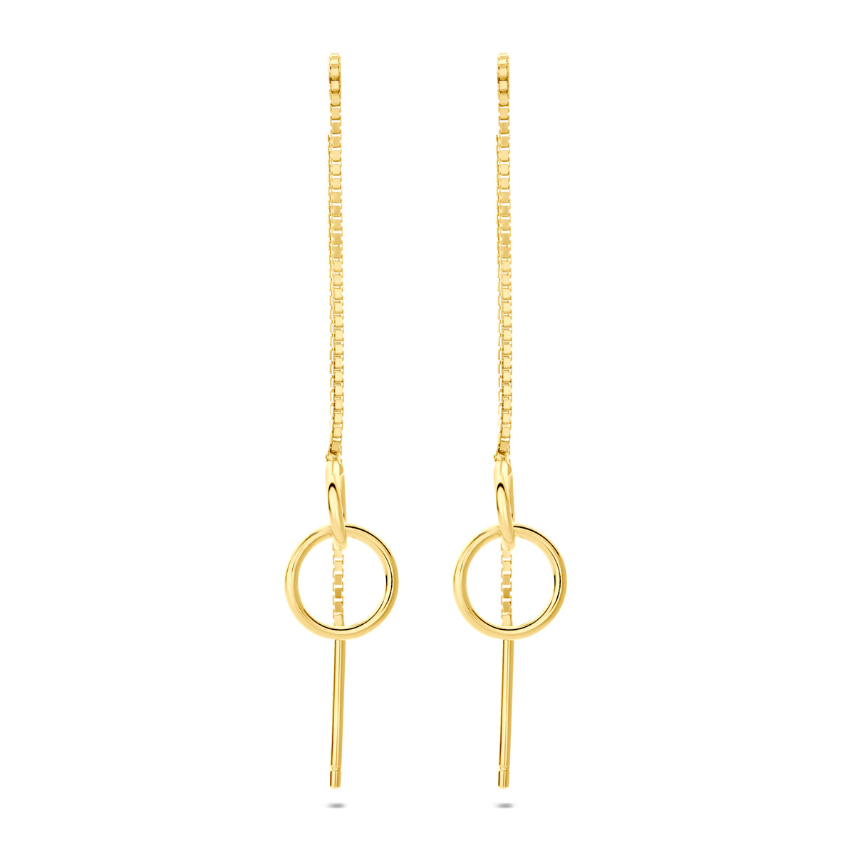 doortrekoorbellen ringetjes 95 mm 1 micron zilver verguld (geel) - rondje,bolletje,ringetje,draad