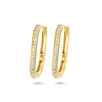 klapoorringen paperclip zirkonia 14K geelgoud
