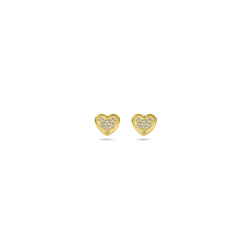 oorknoppen hart diamant h si 14K geelgoud