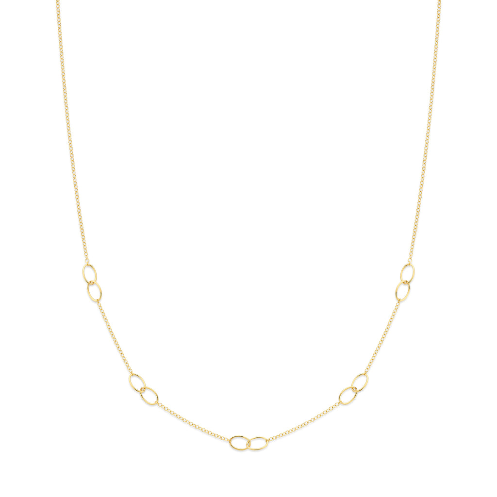 collier ovaaltjes 43 + 2 cm 14K geelgoud - ovaal