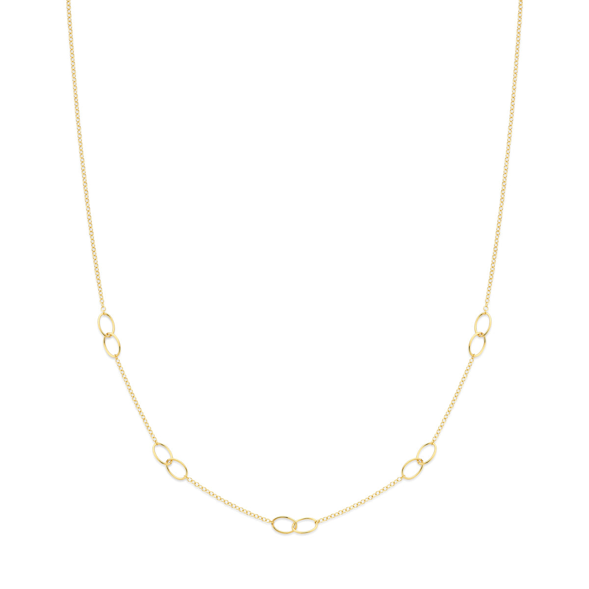collier ovaaltjes 43 + 2 cm 14K geelgoud - ovaal