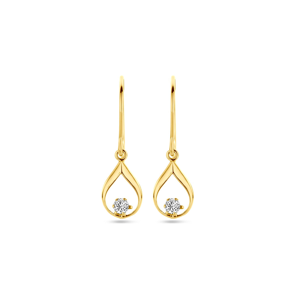 oorhangers franse haak zirkonia 23 mm 14K geelgoud