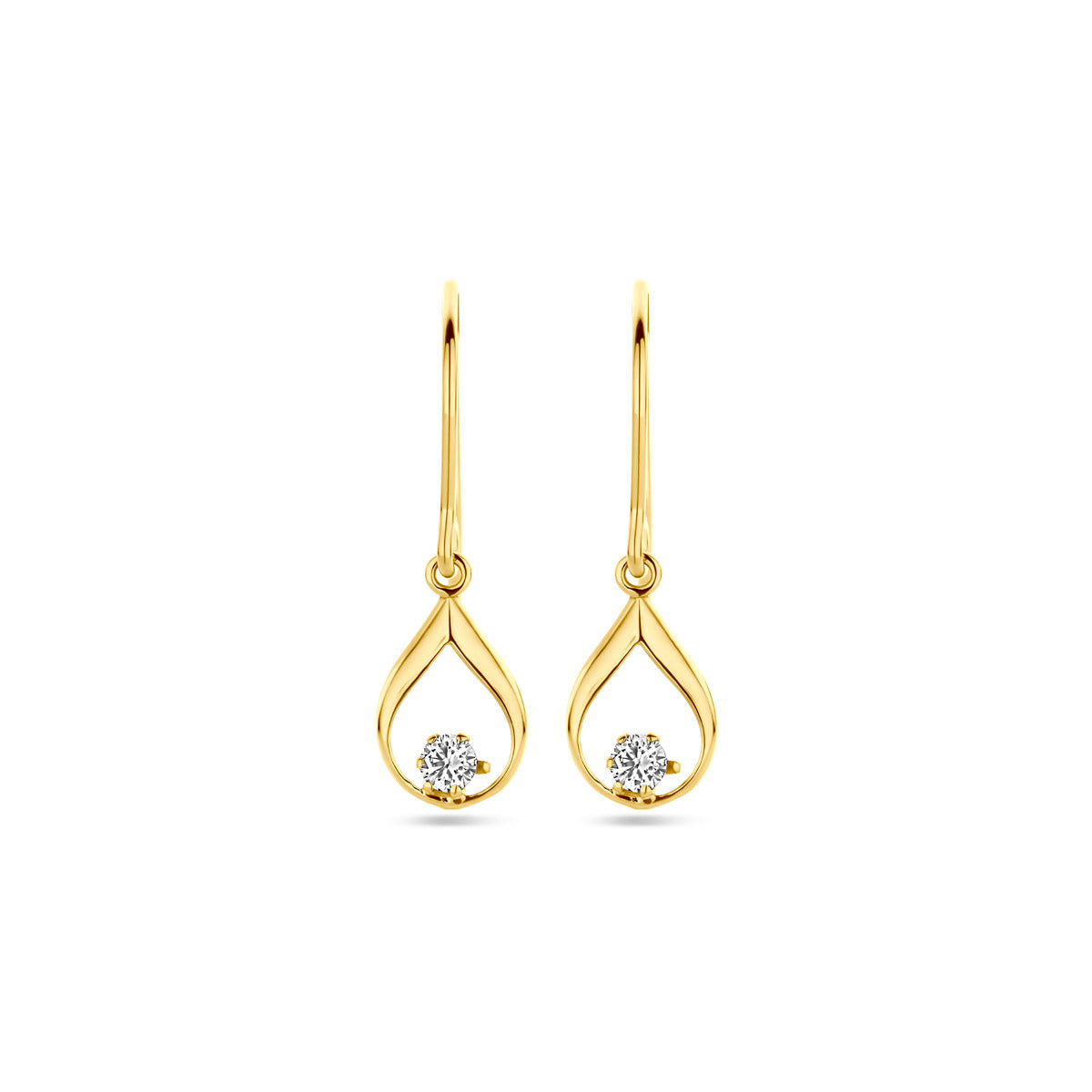 oorhangers franse haak zirkonia 23 mm 14K geelgoud