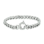 Armband Gourmette 7,5 mm 19 cm mit großem Federringverschluss rhodiniert Silber