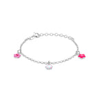 armband bloemen emaille 13 + 3 cm zilver gerhodineerd