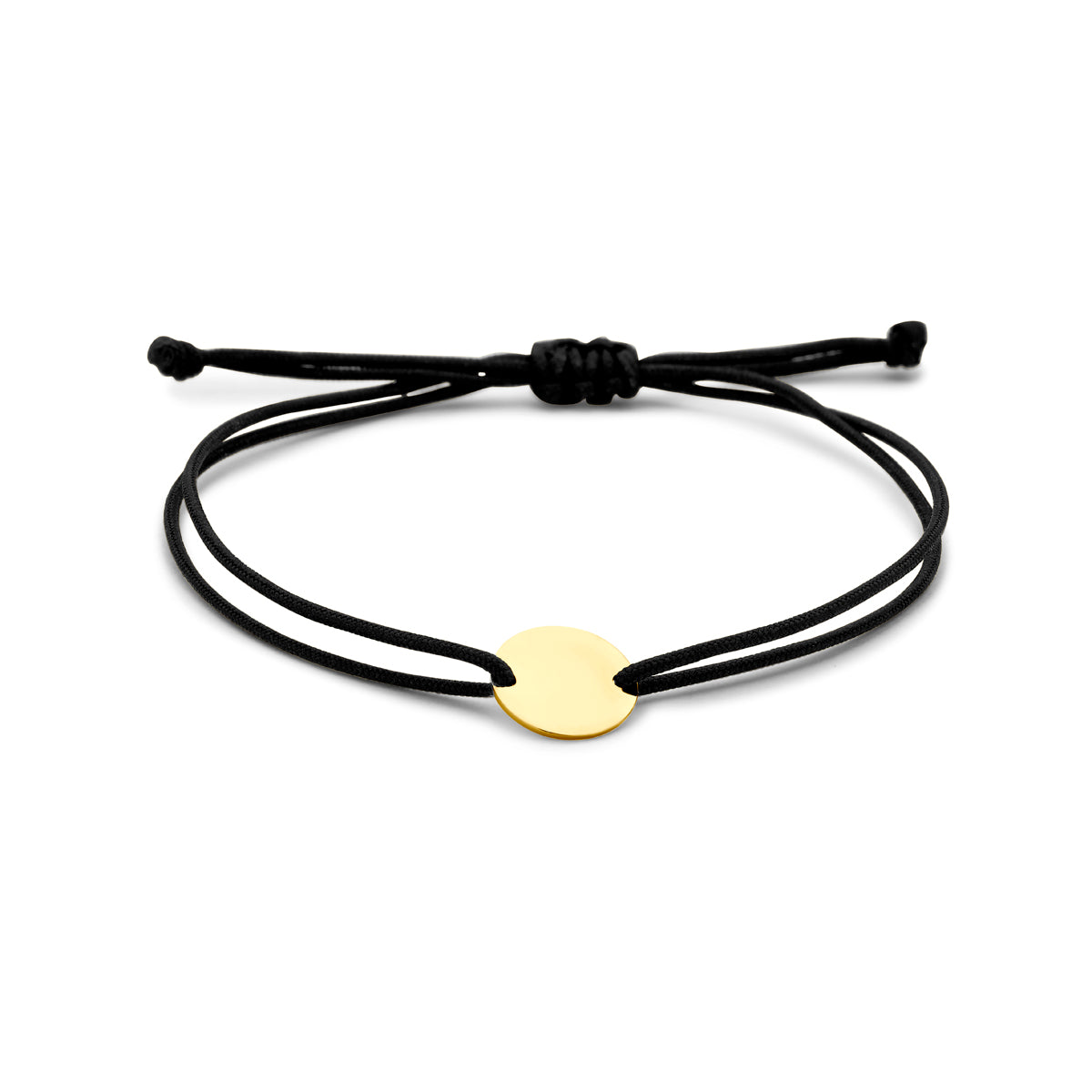 graveerarmband rondje polyester zwart max. 20 cm 14K goud met rubber/nylon/leer - rond