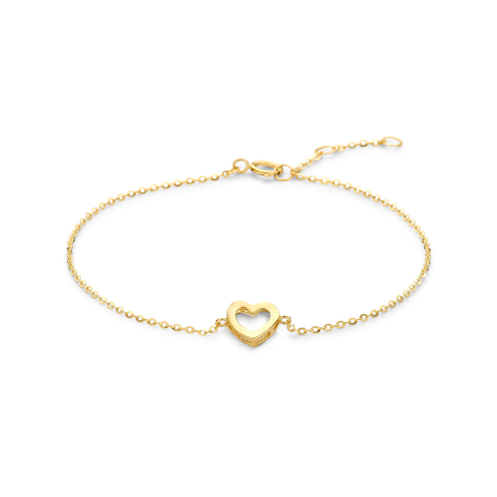 9k Armband Herz 16,5 - 17,5 - 18,5 cm 9K Gelb