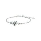 Armband Herz und Zirkonia 1,5 mm 13 + 3 cm Silber rhodiniert