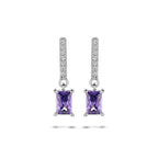 oorhangers amethistkleurig en wit zirkonia zilver gerhodineerd