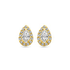 Ohrstecker Tropfen und Zirkonia 8,5 mm 14K Gelbgold