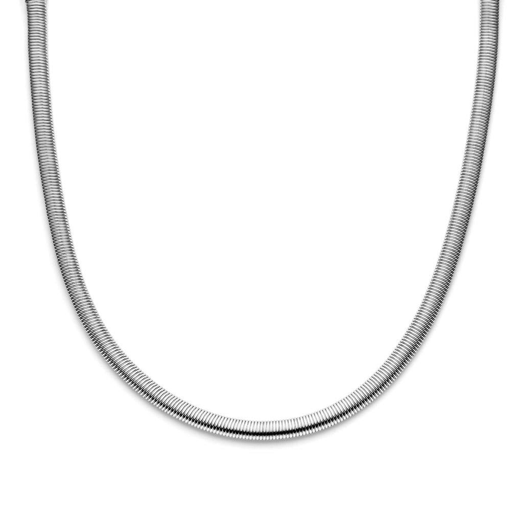 Halskette Schlangenkette flach (rund) 8,0 mm 45 cm mit großem Federringverschluss Silber rhodiniert