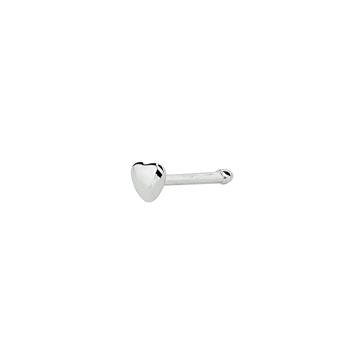 Kugel-Nasenstecker, Herz, Silber, rhodiniert