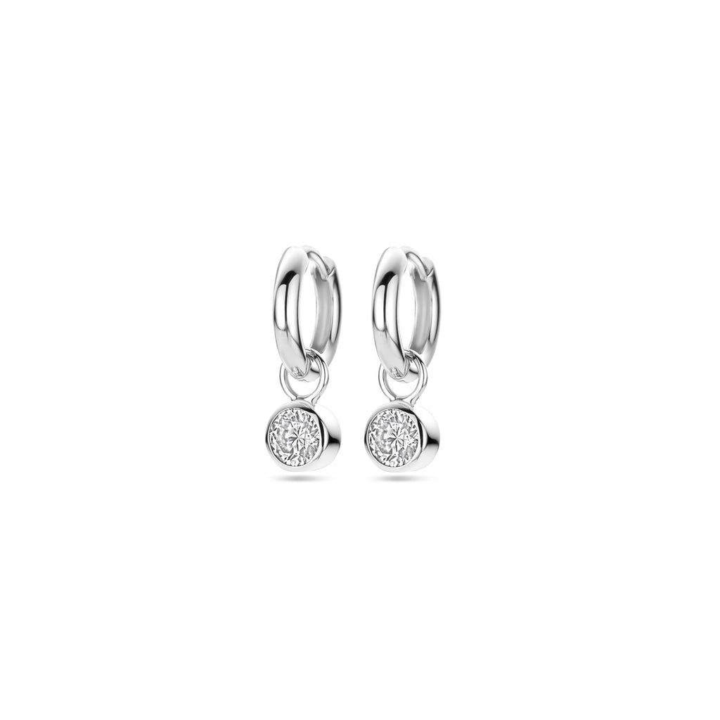 klapoorringen zirkonia 25 mm zilver gerhodineerd