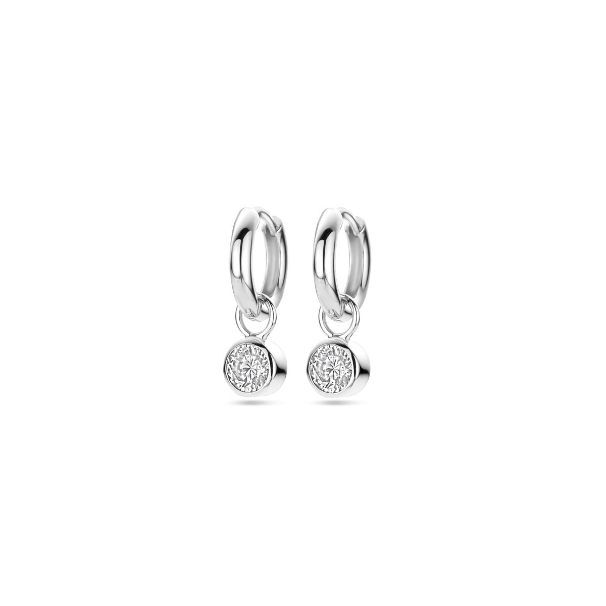 klapoorringen zirkonia 25 mm zilver gerhodineerd