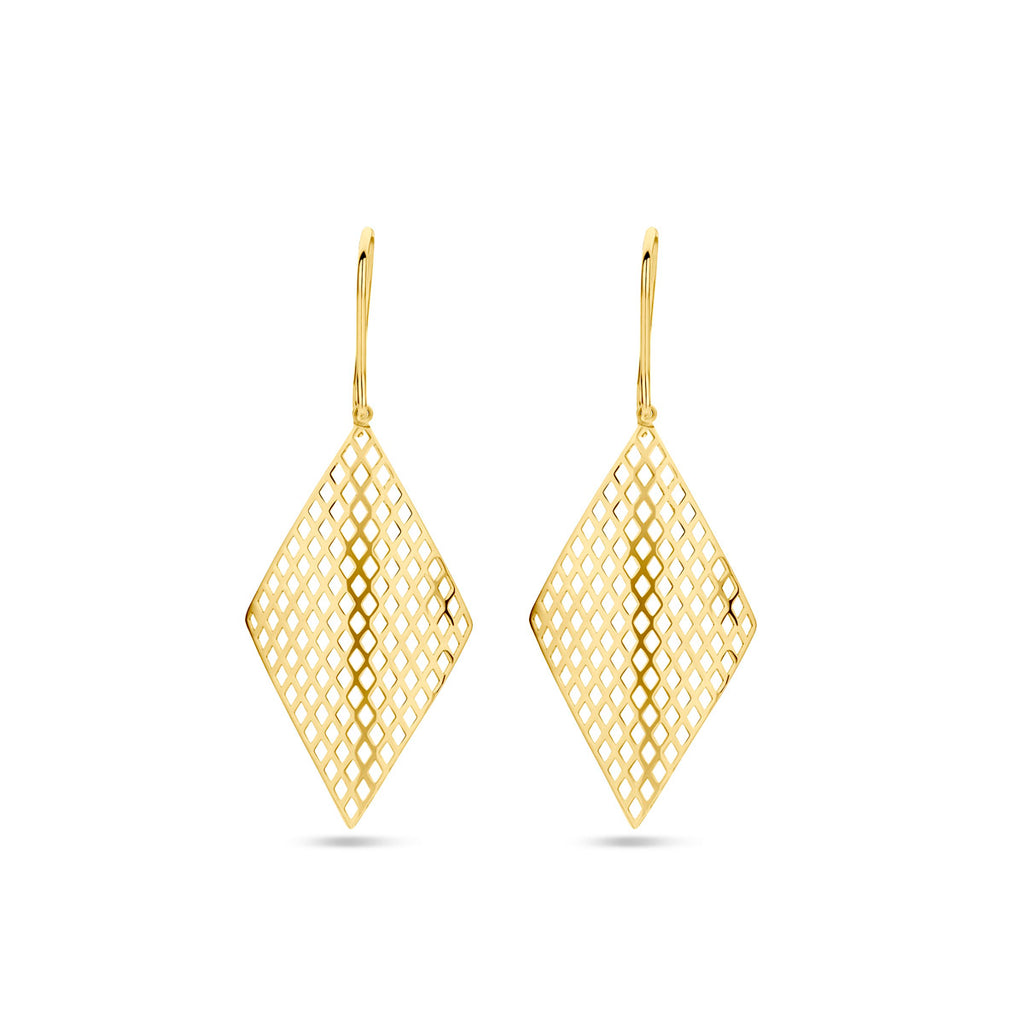 oorhangers ruit franse haak 14K geelgoud