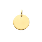 9k graveerhanger rond 15 mm 9K geel - rond