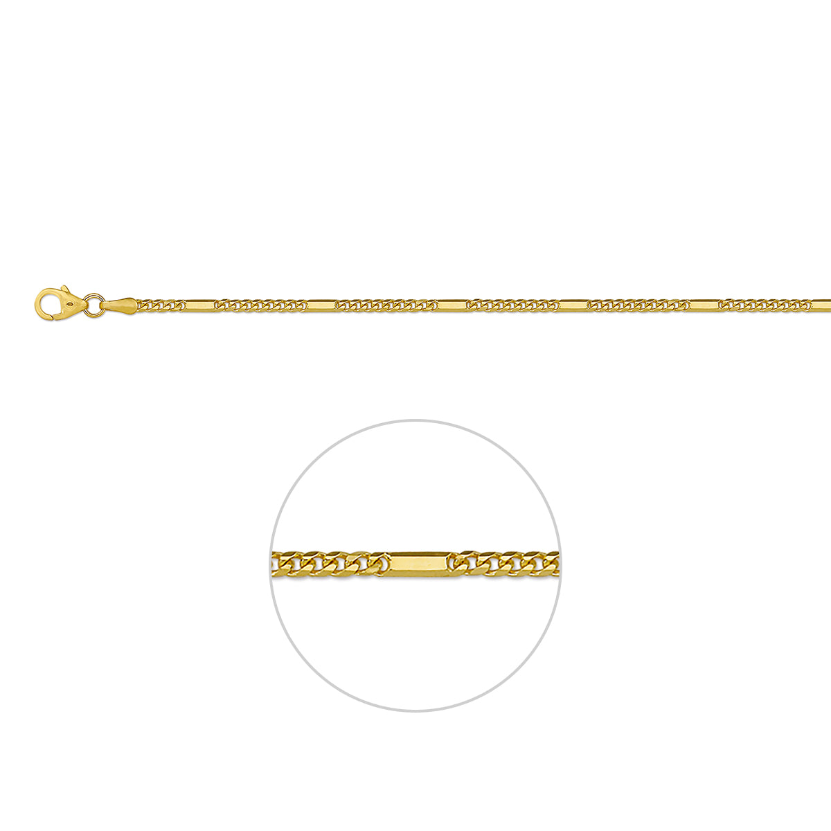 gourmette met tussenstuk 2,0 mm 14K geelgoud