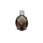 Anhänger Rauchquarz und Zirkonia 13 mm Silber rhodiniert