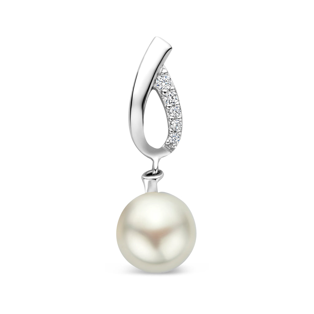 hanger parel en zirkonia 26 mm zilver gerhodineerd