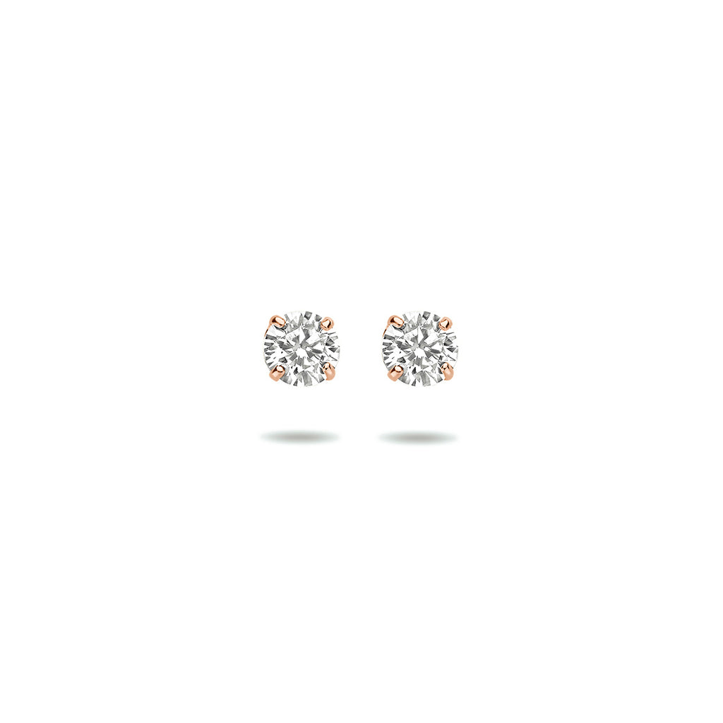 oorknoppen zirkonia 4 mm 14K roségoud