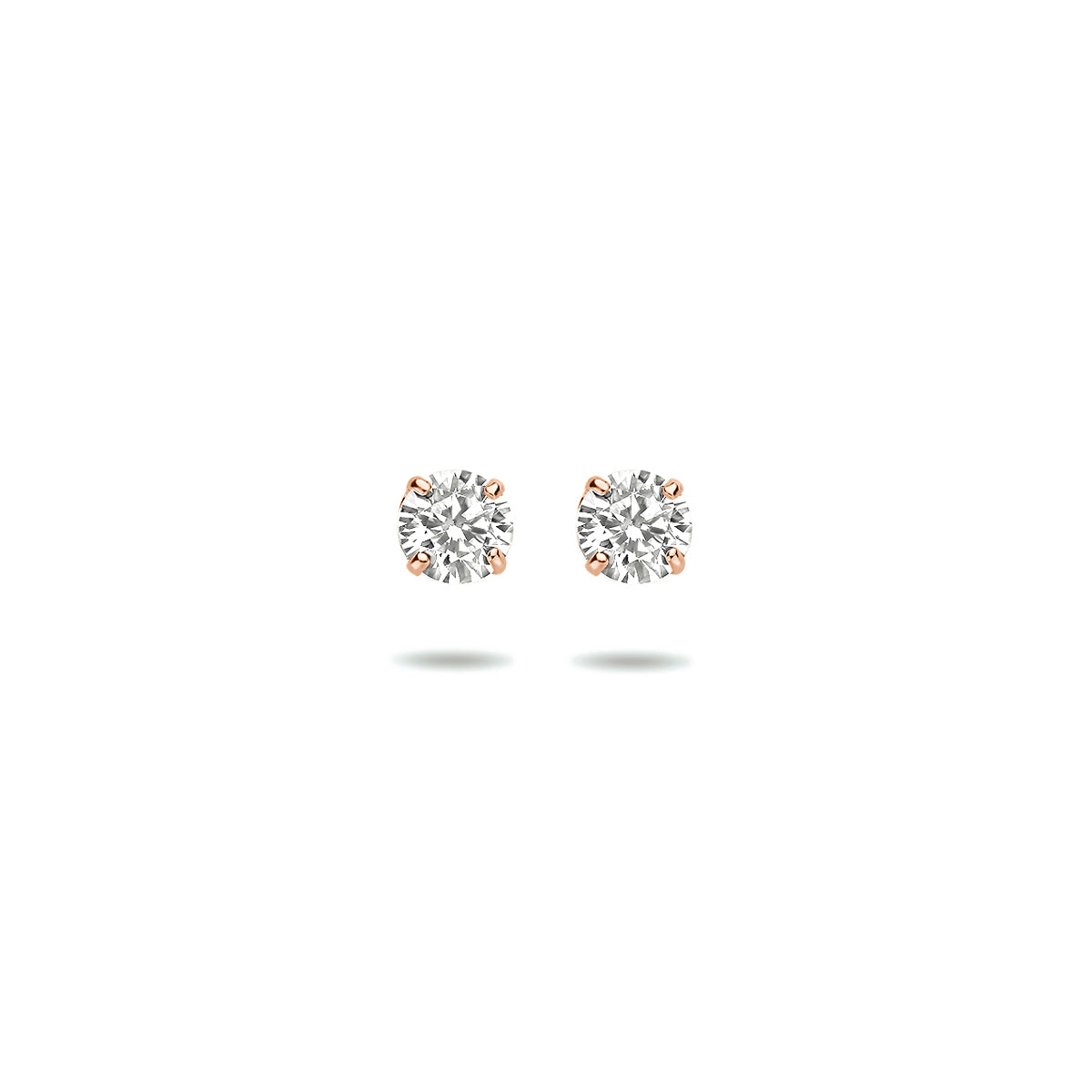 oorknoppen zirkonia 4 mm 14K roségoud