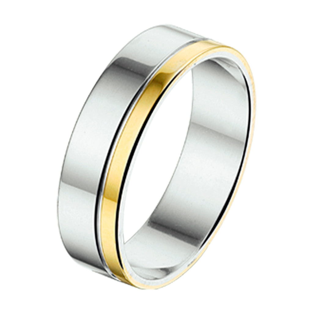 ring 5 mm zonder steen goud met zilver