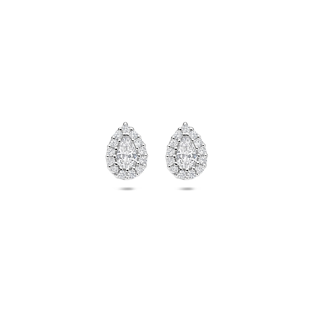 oorknoppen zirkonia 8,5 mm zilver gerhodineerd