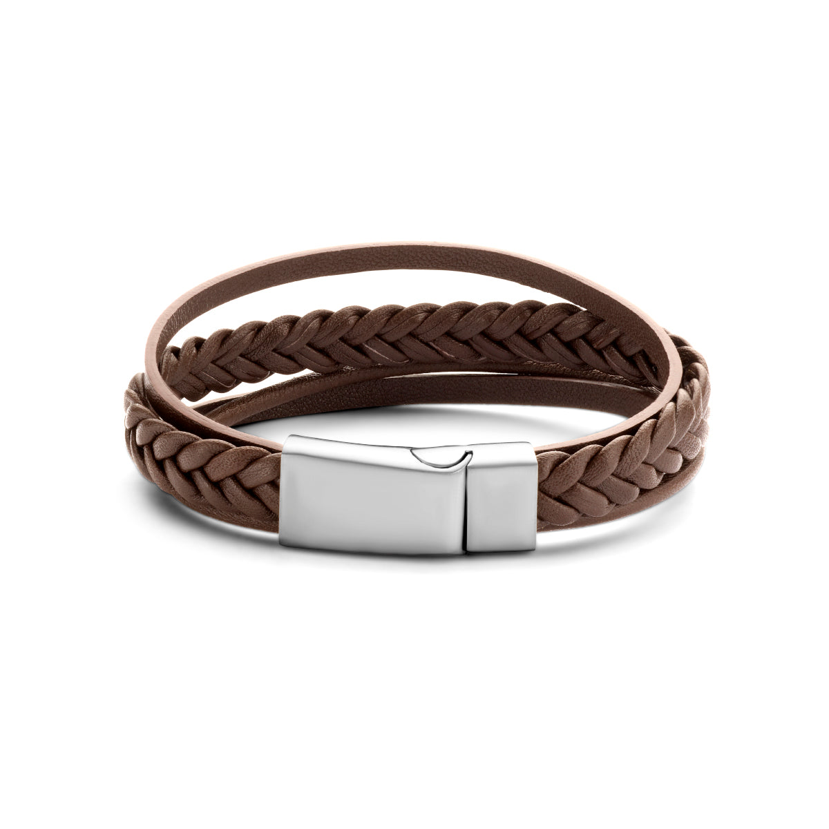 Armband Leder braun 12 mm Edelstahl