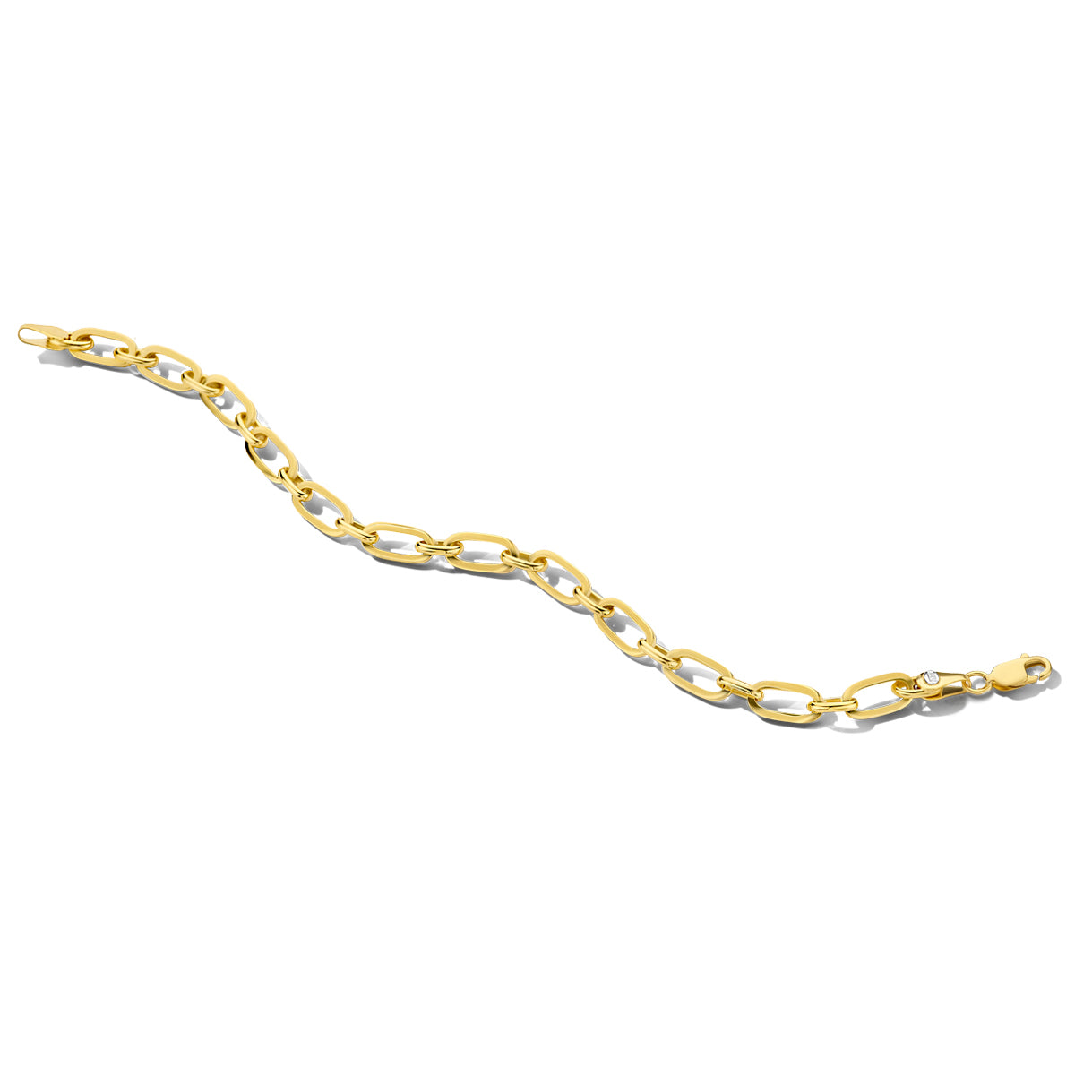 armband paperclip massief 5,5 mm 19 cm silgold (geel met zilverkern)