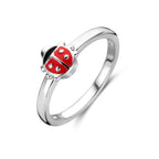 ring lieveheersbeestje emaille zilver gerhodineerd