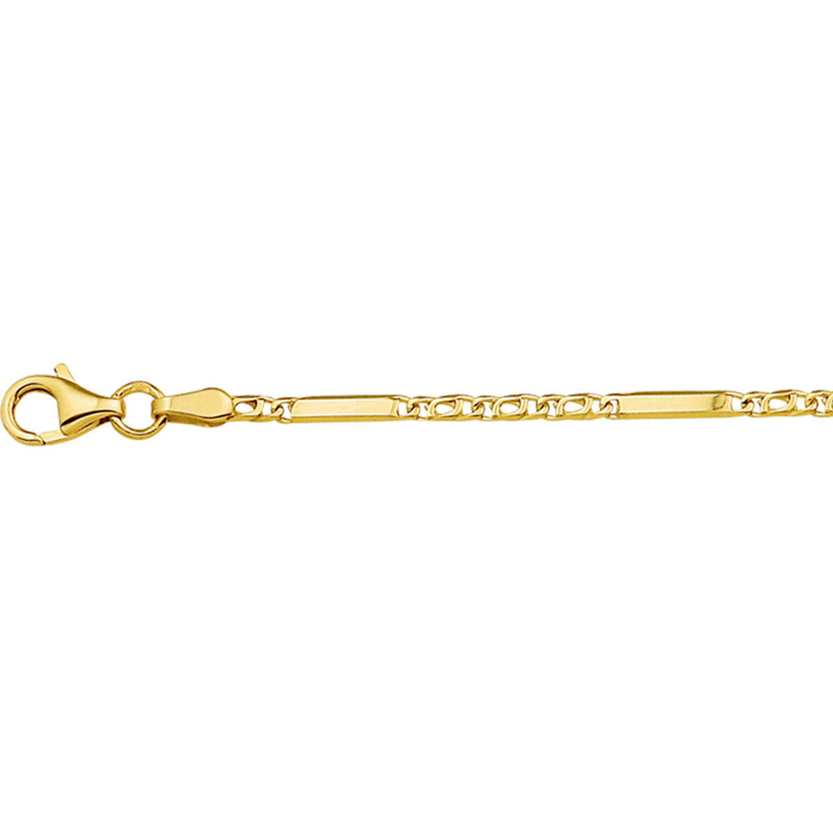 armband valkenoog met tussenstuk 2,0 mm 14K geelgoud