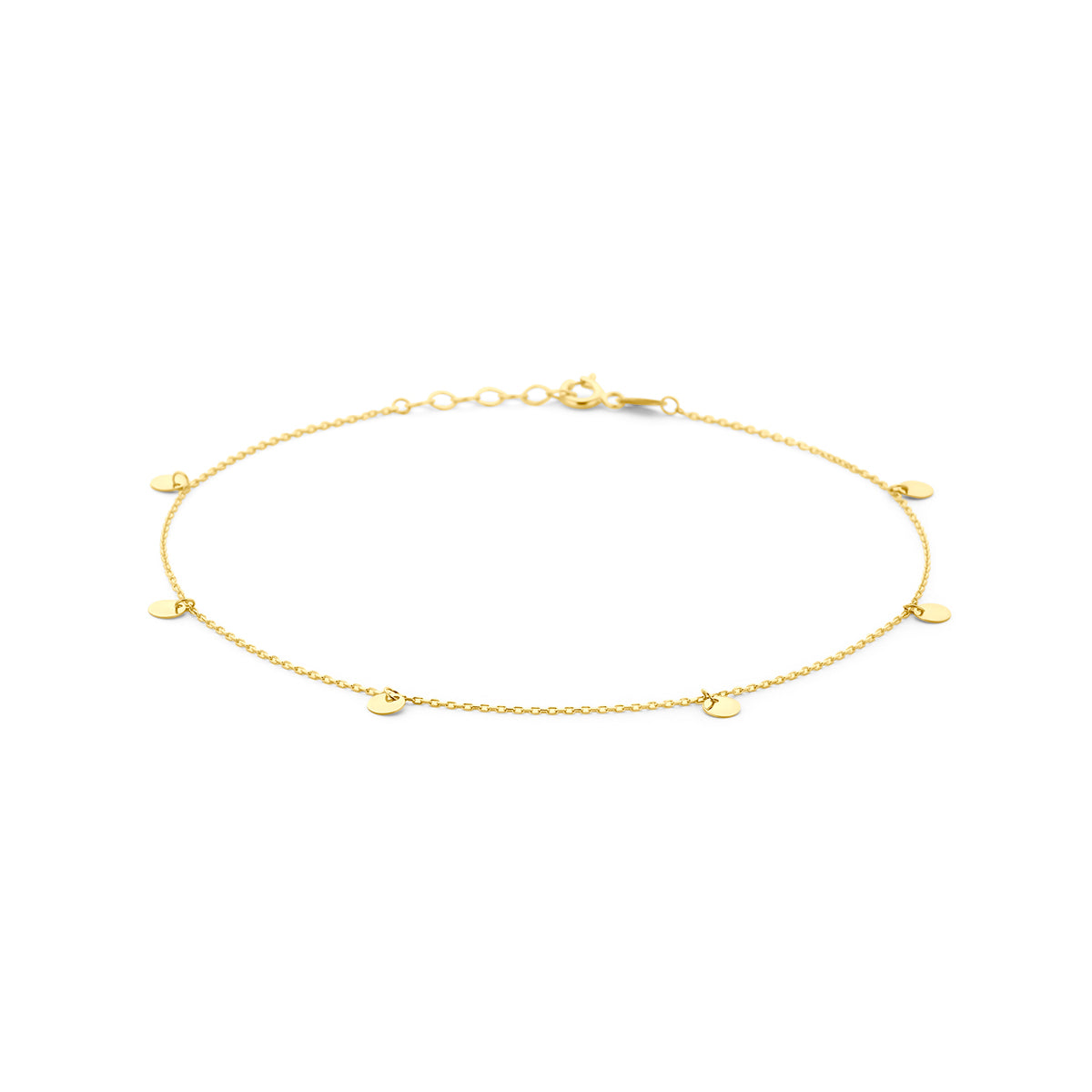 Fußkettchen, Kreise, 24 + 2 cm, 14K Gelbgold