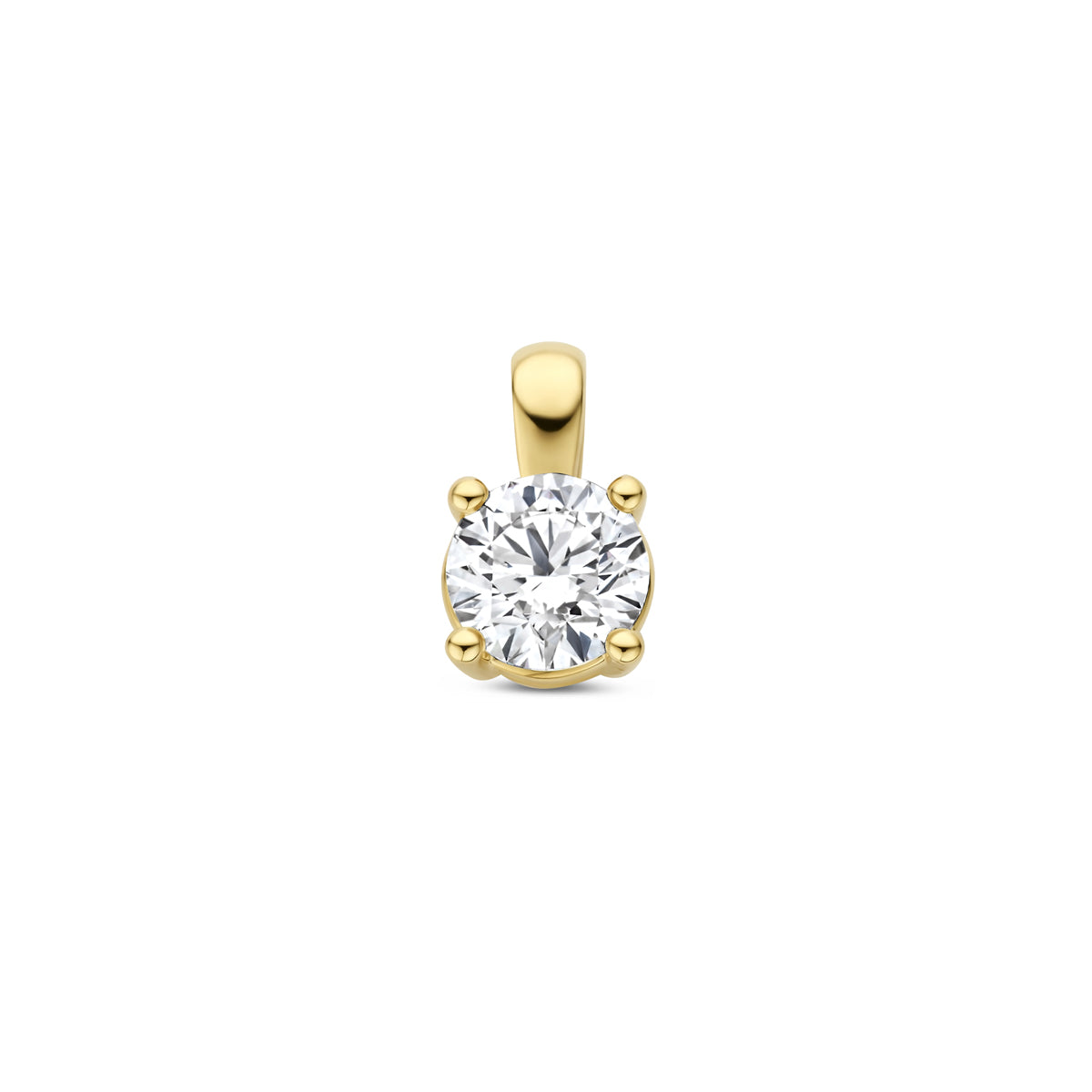 hanger lab grown diamant 0.10ct g vs 7 mm 14K geelgoud