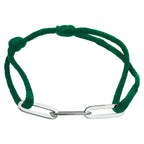 Armband Satin grün 13 - 26 cm rhodiniertes Silber mit Gummi/Nylon/Leder