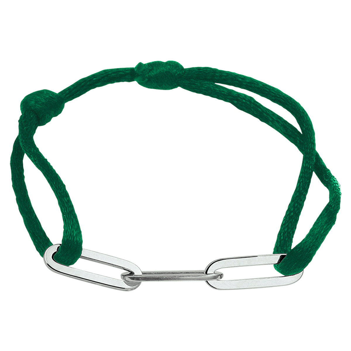 Armband Satin grün 13 - 26 cm rhodiniertes Silber mit Gummi/Nylon/Leder