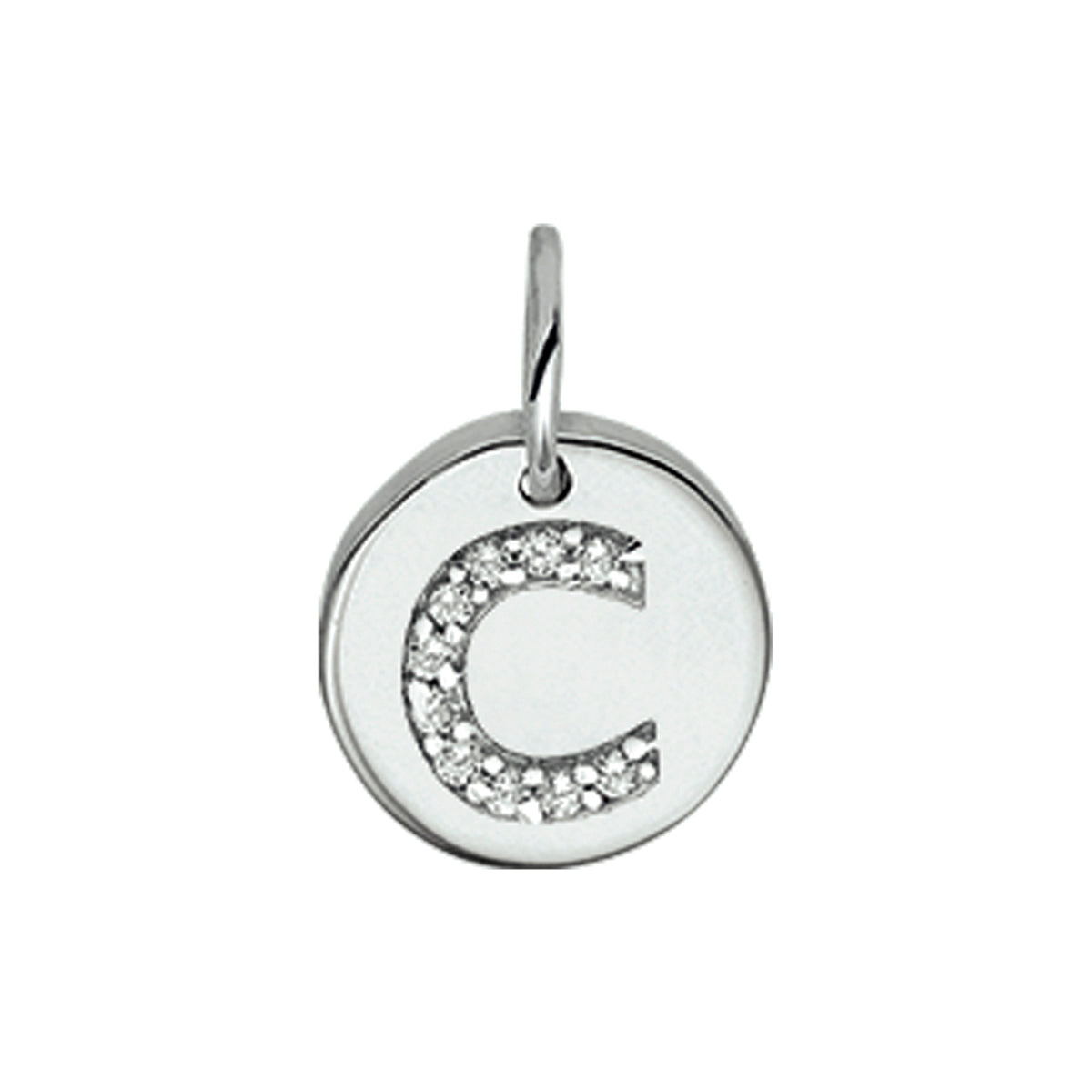 hanger letter m zirkonia zilver gerhodineerd