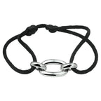 Armband Satin schwarz 13 - 26 cm rhodiniert Silber mit Gummi/Nylon/Leder