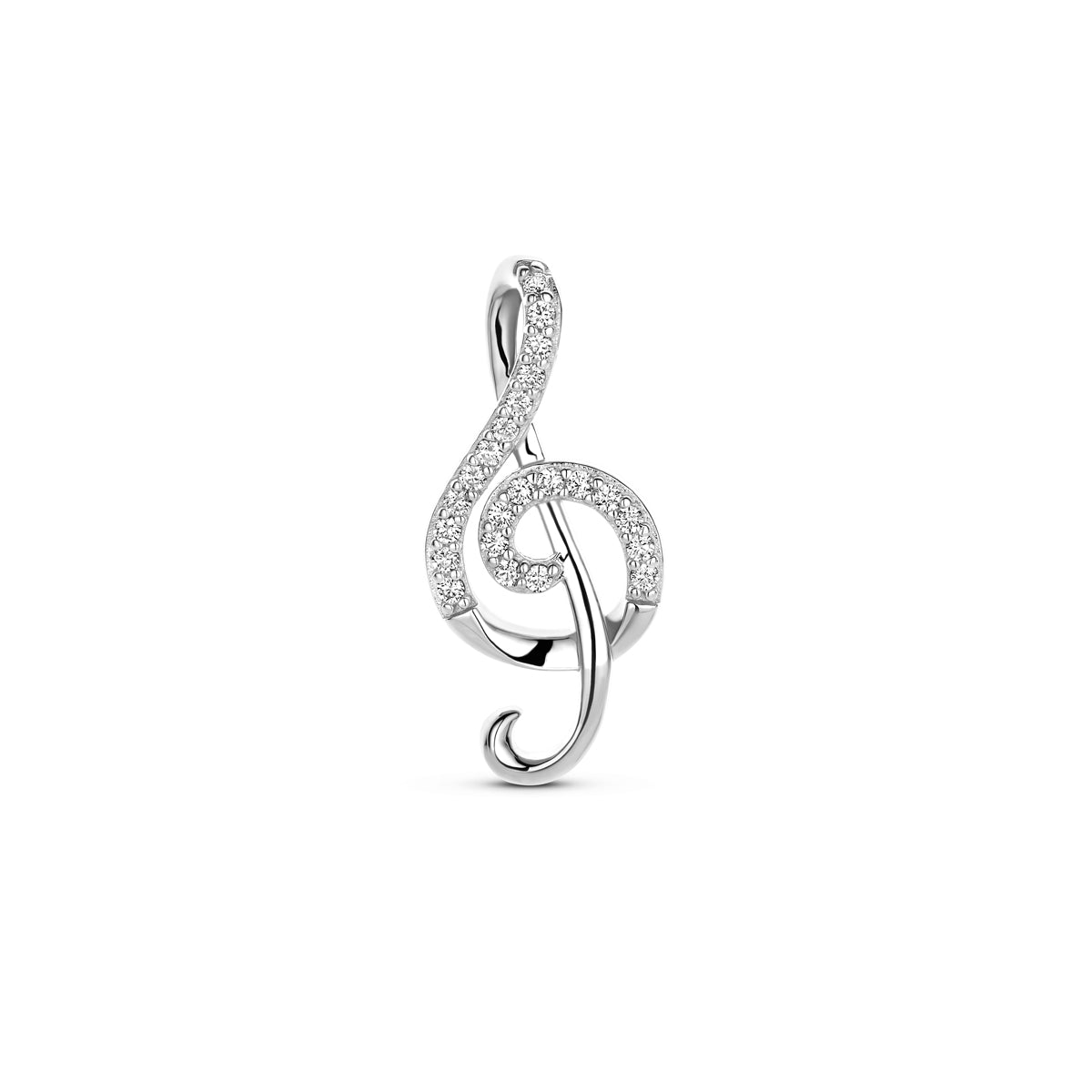 Anhänger Musiknote Zirkonia 24 mm Silber rhodiniert