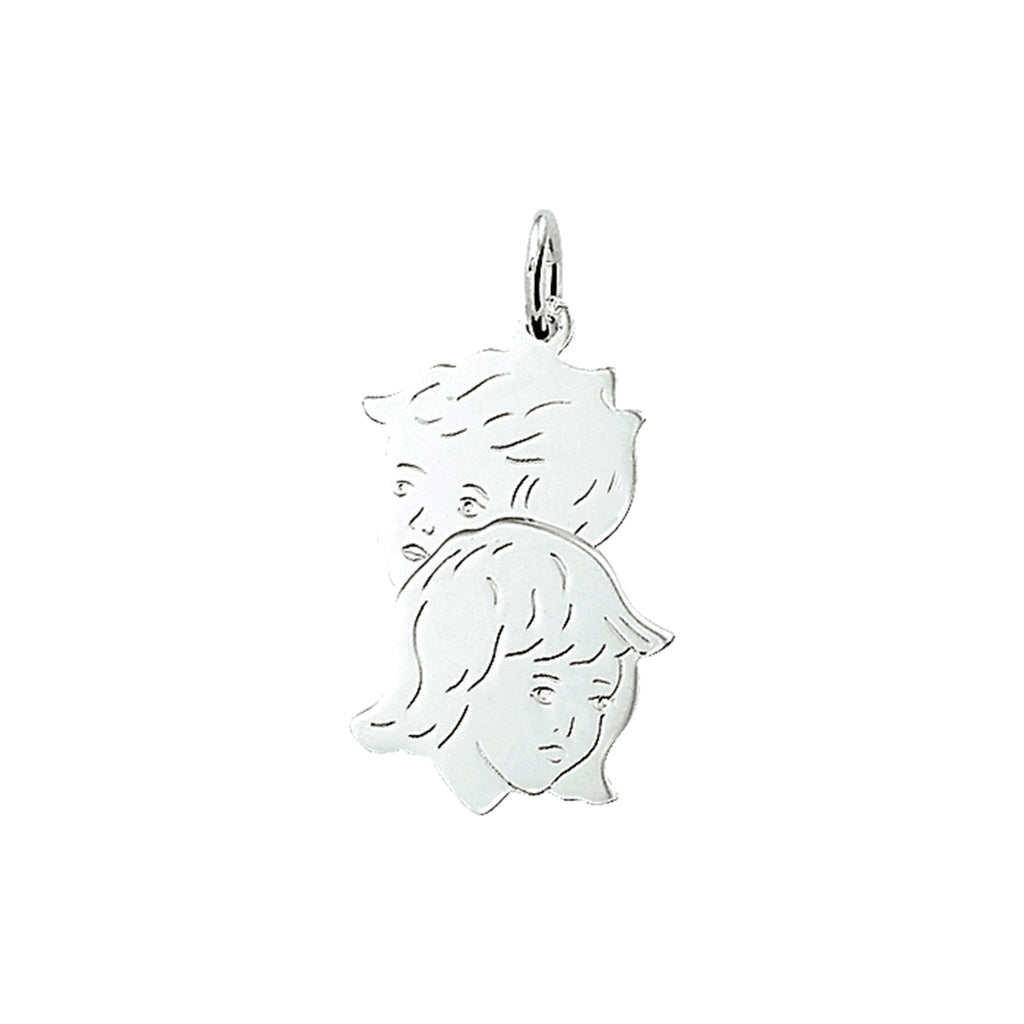 hanger jongen en meisje 23 mm zilver wit