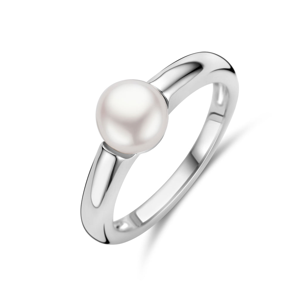 Ring Perle Silber rhodiniert