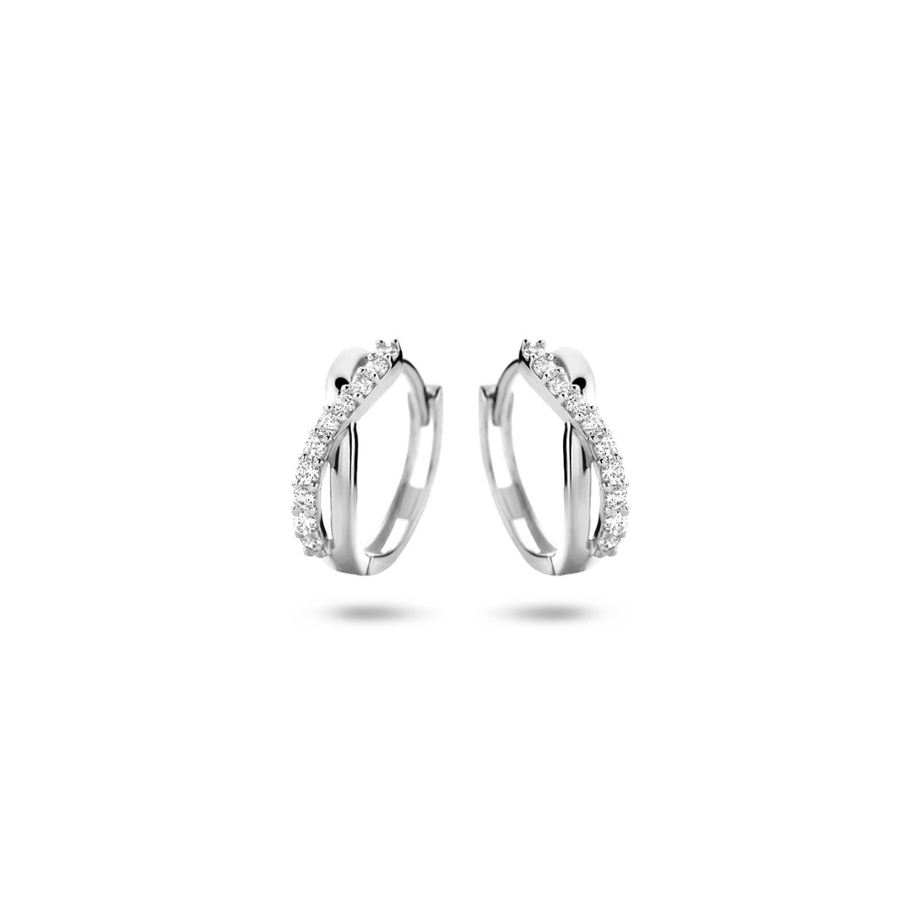 klapoorringen zirkonia 12,5 mm 14K witgoud