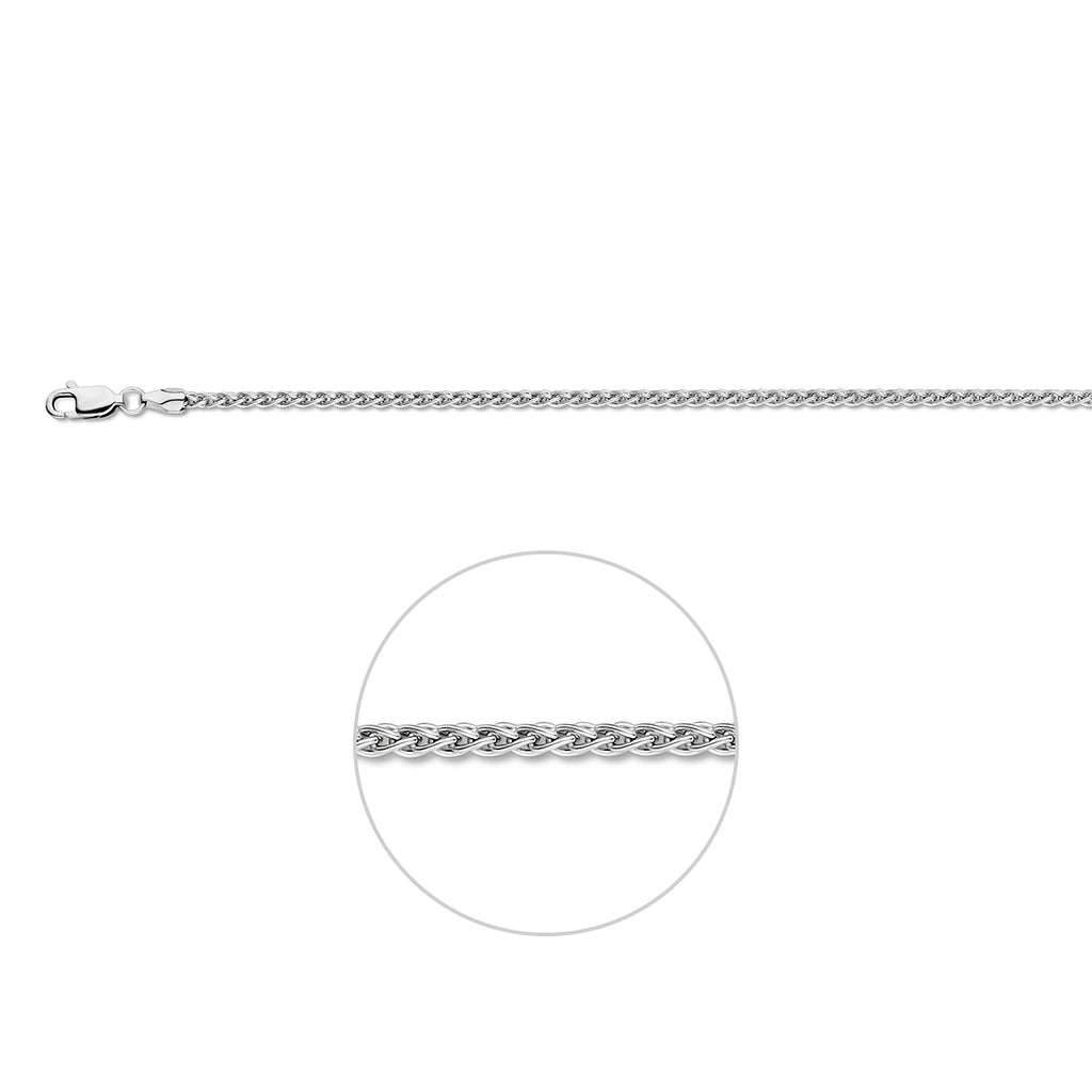 vossestaart rond 2,1 mm zilver gerhodineerd